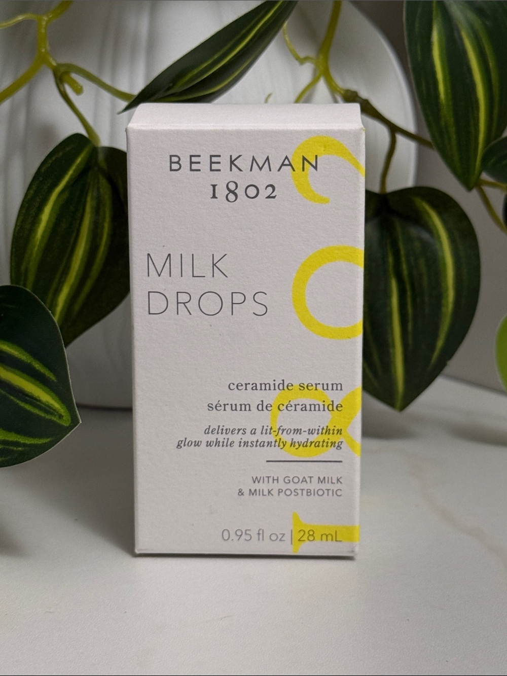Beekman 1802 Milk Drops Ceramide Serum – White & Yellow Packaging